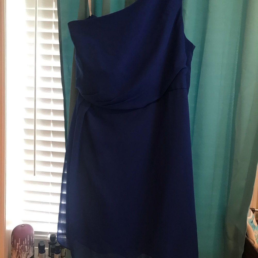 David’s bridal blue one shoulder cocktail dress